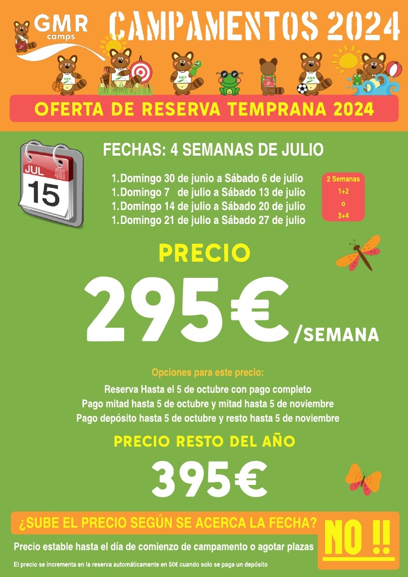 Campamentos de verano ofertas de reserva temprana